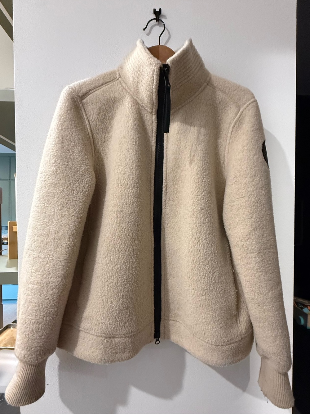 Canada Goose Cream Fleece Wool Zip Jacket